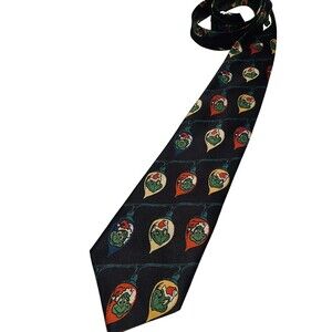 VTG 1997 Grinch Ornament Faces Multi-color Dr Seuss Brand Necktie 58"L X 3.75"W